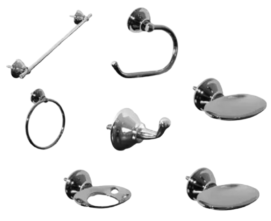KIT ACCESORIOS BAÑO 6 PIEZAS ACERO INOX.