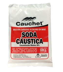 SODA CAUSTICA PERLADA x 1kg AL 28% "CAUCHET" (12u)