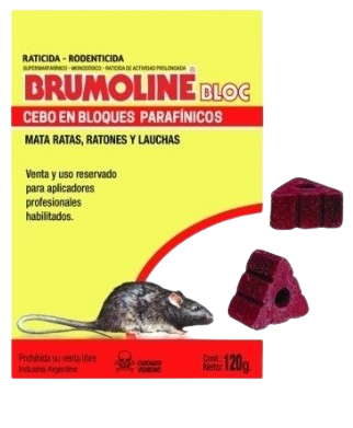 RATICIDA CEBO EN BLOQUE PARAFINICOS 6 x 10gr "BRUMOLINE"